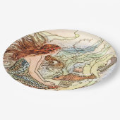 ブルーコーラルピーチ愛らしい人魚の誕生日パーティー ペーパープレート (アングル)