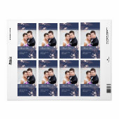 ブルーコーラルフローラ写真結婚式のラベル ラベル (フルシート)