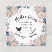 ブルーコーラルフローラ鶏卵ビジネスカード スクエア名刺 (正面)