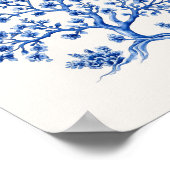 ブルーコーラルブランチ – コースタルブルーオンベージュ ポスター (角)