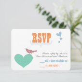 ブルーコーラルミントフローラタイポグラフィウェディングキッズ 招待状 (スタンド正面)