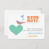 ブルーコーラルミントフローラタイポグラフィウェディングキッズ 招待状 (正面/裏面)