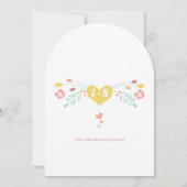 ブルーコーラルミントフローラタイポグラフィウェディングキッズ 招待状 (裏面)