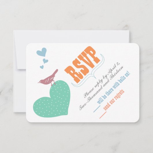 ブルーコーラルミントフローラタイポグラフィウェディングキッズ 招待状 (正面)