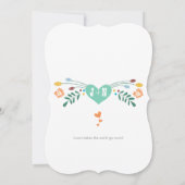 ブルーコーラルミントフローラタイポグラフィウェディングキッズ 招待状 (裏面)