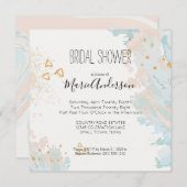 ブルーコーラル抽象芸術シャワー招待状 (正面/裏面)