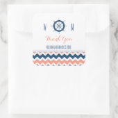 ブルーコーラル航海のサンキュー結婚式の引き出物ラベル スクエアシール (バッグ)