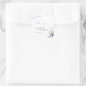 ブルーコーラル&シーシェルズビーチ結婚式サンキューユー スクエアシール (バッグ)