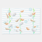 ブルーコーラル、シーシェルズ&ブルーパール装飾用クッション ラッピングペーパーシート (正面2)