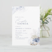 ブルーコーラル&シーシェルビーチをテーマにしたカップルのシャワー 招待状 (スタンド正面)