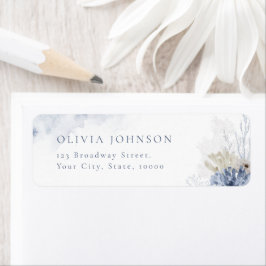 ブルーコーラル&シーシェルビーチをテーマにした差出人住所 ラベル