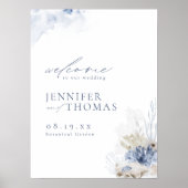ブルーコーラル&シーシェルビーチ結婚式ウェルカムサイン ポスター (正面)