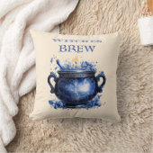 ブルーコールドロンウィッチスクリームイエローハロウィーン クッション (ブランケット)