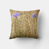 ブルーコーンフラワーの夏の小麦畑 クッション (裏面)