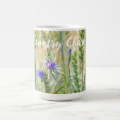 ブルーコーンフラワーの夏の小麦畑 コーヒーマグカップ (中央)