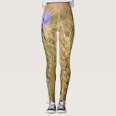 ブルーコーンフラワーの夏の小麦畑 レギンス (正面)