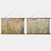 ブルーコーンフラワーの夏の小麦畑 吊り下げ型タペストリー (ダブル)