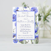 ブルーコーンフラワーウォーターカラーブライダルシャワー 招待状 (スタンド正面)