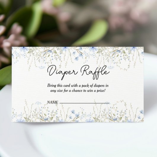 ブルーコーンフラワーガール赤ちゃんシャワーおむつラッフル エンクロージャーカード