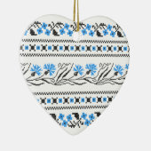 ブルーコーンフラワークロスステッチデザイン セラミックオーナメント (右)