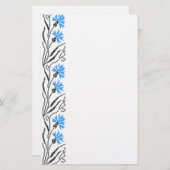 ブルーコーンフラワークロスステッチデザイン 便箋 (正面/裏面)