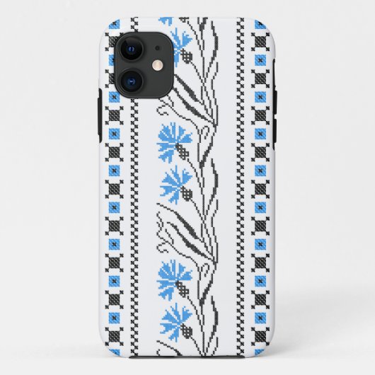 ブルーコーンフラワークロスステッチデザイン Case-Mate iPhoneケース (裏面)