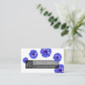 ブルーコーンフラワーグレイ長方形モノグラム 名刺 (スタンド正面)