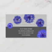 ブルーコーンフラワーグレイ長方形モノグラム 名刺 (裏面)