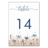 ブルーコーンフラワーズ&ウィートフィールドモダンクリーム結婚ズ テーブルナンバー (正面)