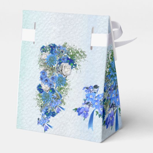 ブルーコーンフラワーズ&ホワイトローズブーケ フェイバーボックス (裏面サイド)