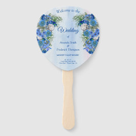 ブルーコーンフラワーズ&ホワイトローゼブーケ ハンドファン