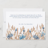 ブルーコーンフラワーズ&小麦モダンフィールド結婚ズ サンキューカード (裏面)