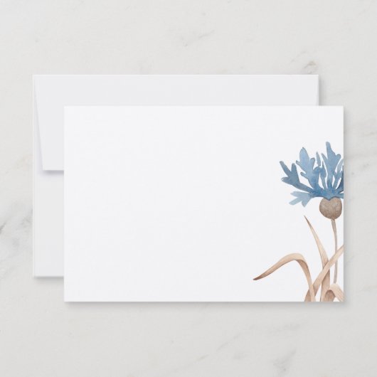 ブルーコーンフラワーズ&小麦モダンフィールド結婚ズ セーブザデート (裏面)