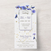 ブルーコーンフラワーフォト結婚ズ オールインワン招待状 (内側)