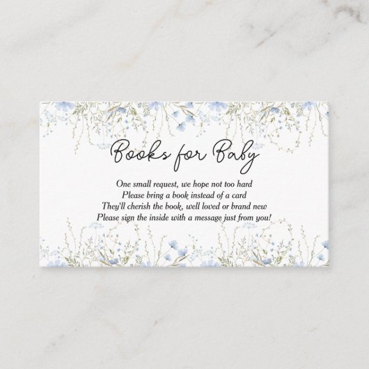 ブルーコーンフラワーベビーシャワーブックベビー エンクロージャーカード (正面)
