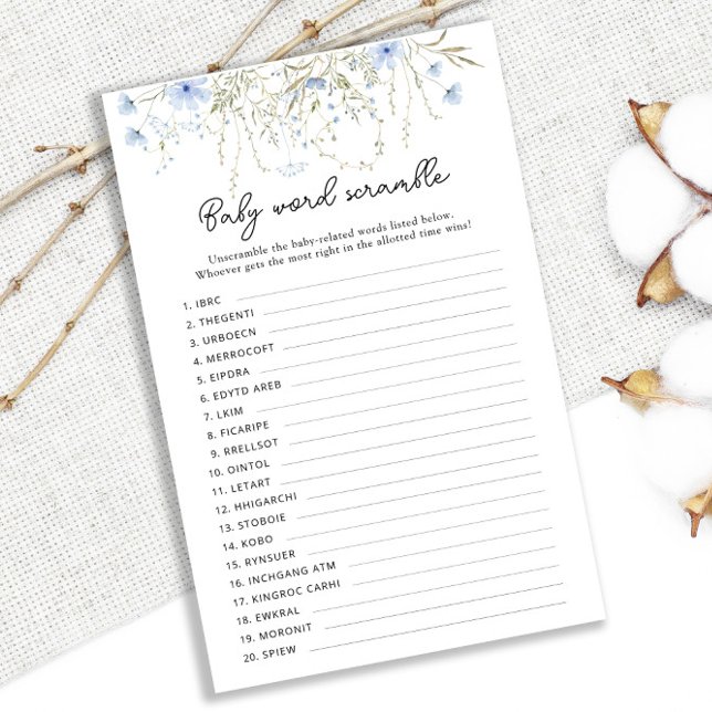 ブルーコーンフラワーベビーシャワーベビーワードスクランブル (クリエイターアップロード済み)