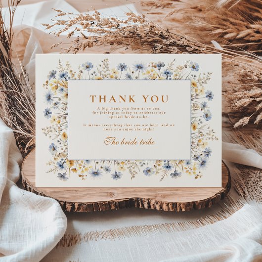 ブルーコーンフラワーワイルドフラワーブライダルシャワー サンキューカード