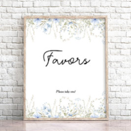 ブルーコーンフラワーワイルドフラワーベビーシャワーの好意 ポスター