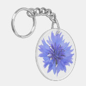 ブルーコーンフラワー独身のデザイン付きキーチェーン キーホルダー (正面左)