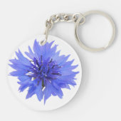 ブルーコーンフラワー独身のデザイン付きキーチェーン キーホルダー (裏面)