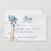 ブルーコーンフラワー&小麦フィールドブルー結婚ズ 出欠カード (正面)