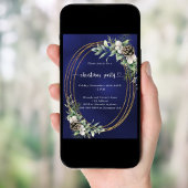 ブルーコーン松の緑の金ゴールドクリスマスパーティー 招待状