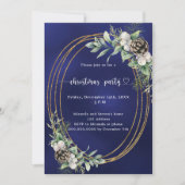 ブルーコーン松の緑の金ゴールドクリスマスパーティー 招待状 (正面)