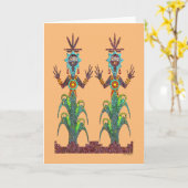 ブルーコーン·ピープル カード (黄色い花)