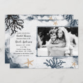 ブルーコー航海のラルウォーターブライダルシャワー写真 招待状 (正面/裏面)