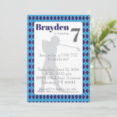 ブルーゴアーガイルルフ誕生日招待状 招待状 (スタンド正面)