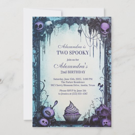 ブルーゴシックの2回目の誕生日 – 2不気味テーマ 招待状 (正面)