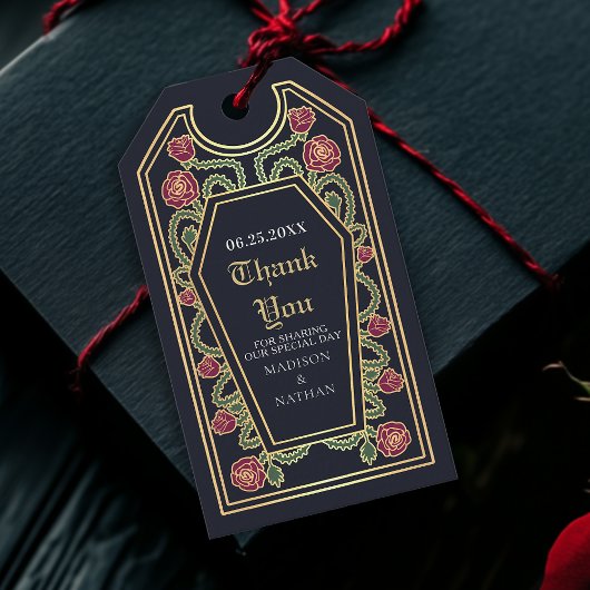 ブルーゴシックバラ結婚の感謝 ギフトタグ