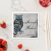 ブルーゴシックフクロウ結婚プスナプキン スタンダードカクテルナプキン (インサイチュ)