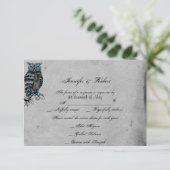 ブルーゴシックフクロウ結婚ポスの応答カード 出欠カード (スタンド正面)